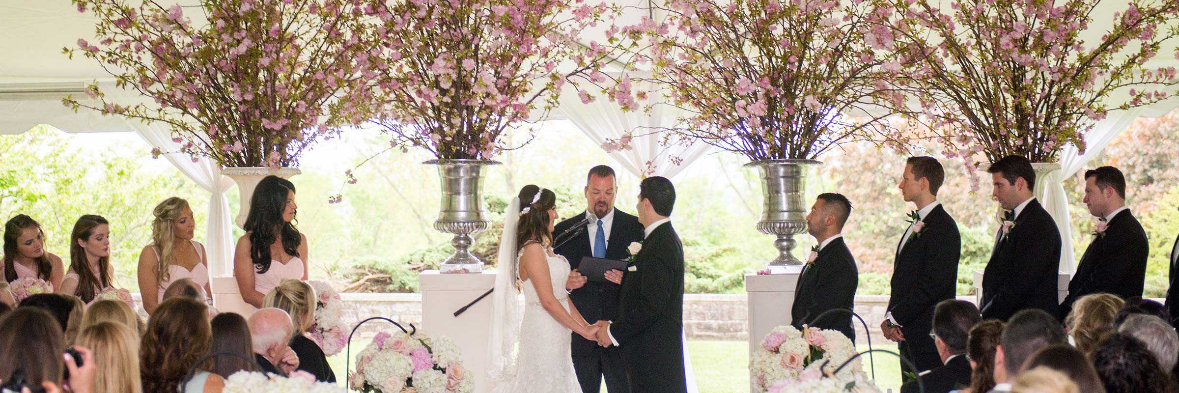 Outdoor Wedding Tent Fresh Flowers Branches