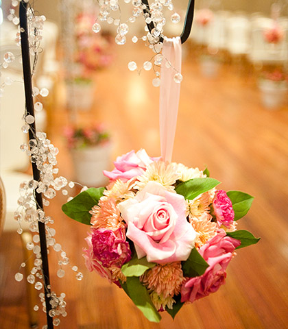 hanging floral roses crystals