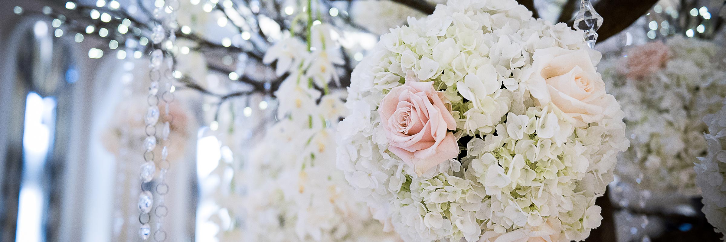 Fresh Flowers  Tree Crystals Wedding