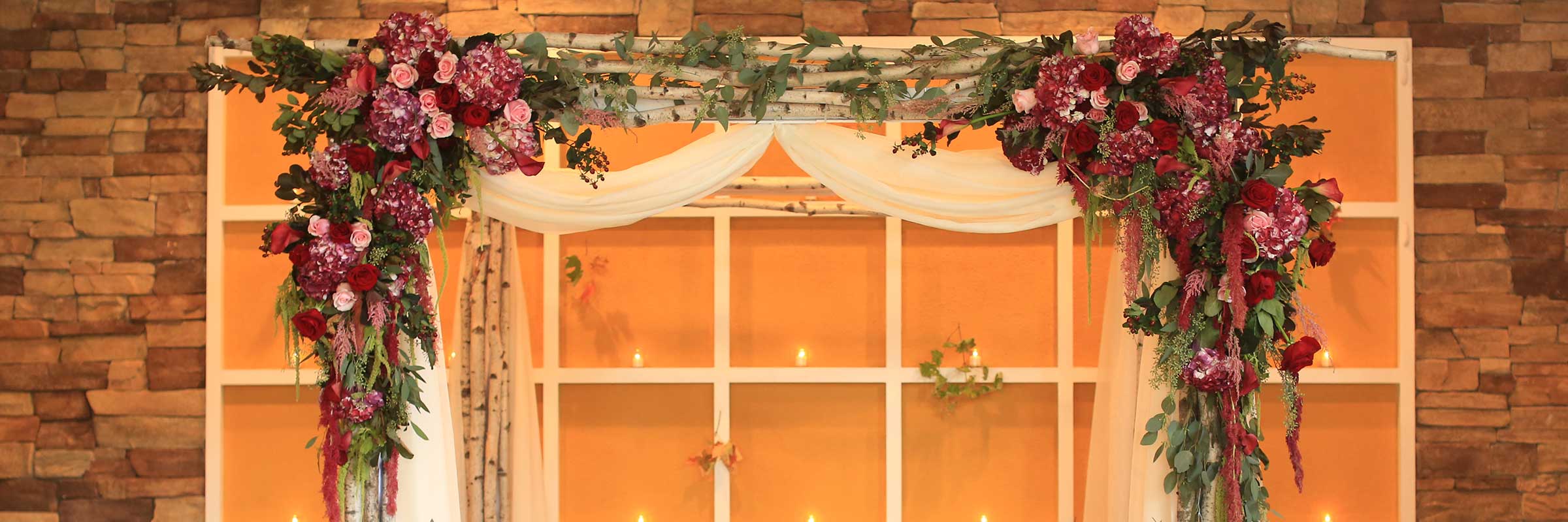 Fresh Flowers Birch Chuppah Wedding Arch