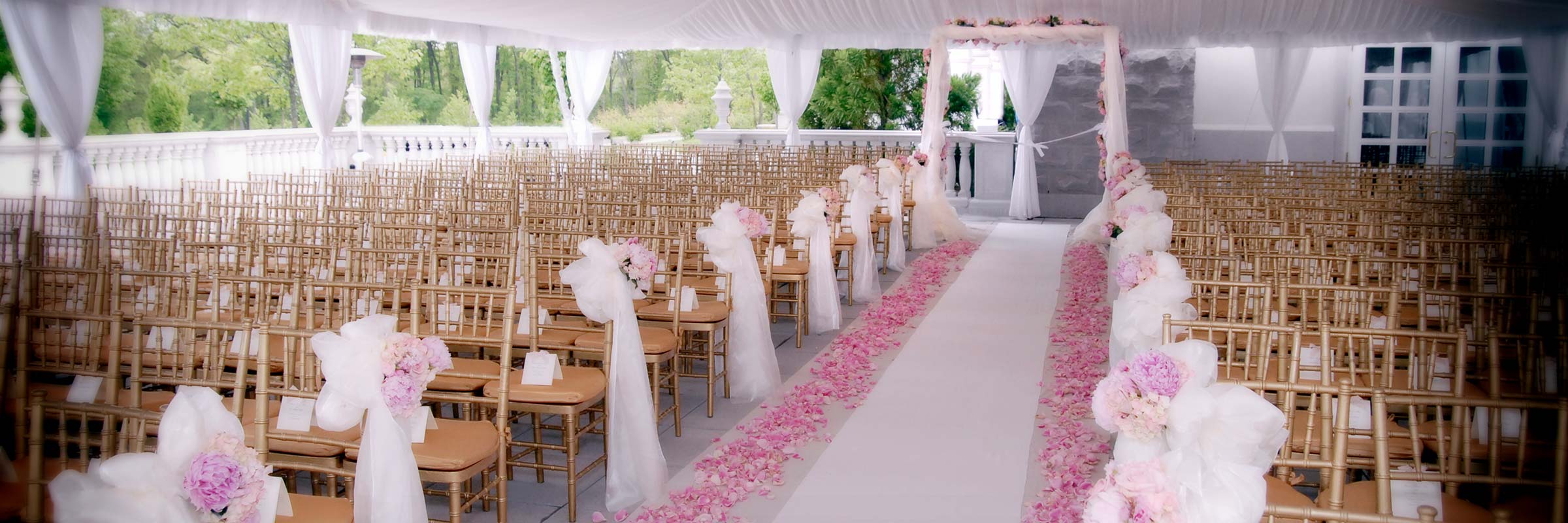 Wedding Aisle Fresh Flowers Petals Outdoor Tent