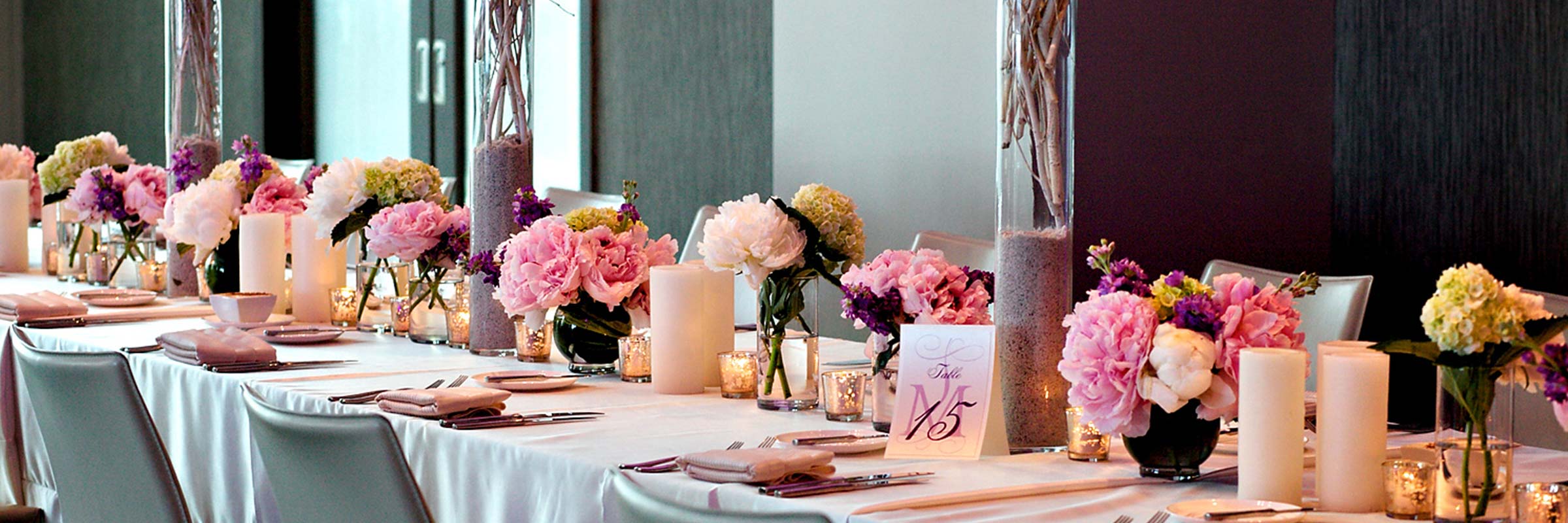 Wedding Reception Long Table Fresh Flowers