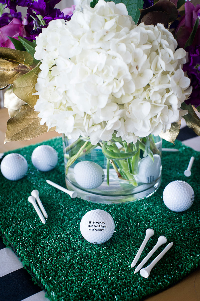 floral-arrangement-green-golf-balls-tees